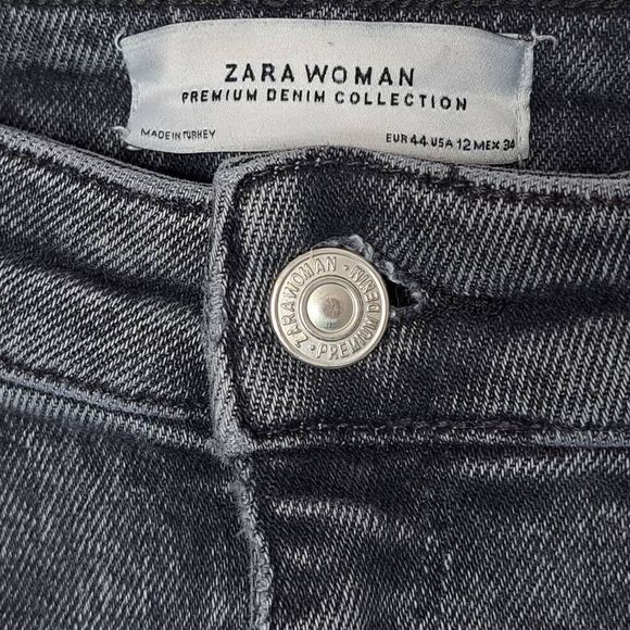 Zara Woman Women's High Waist Skinny Jeans in Charcoal Acid Wash size 12 - Picture 4 of 5